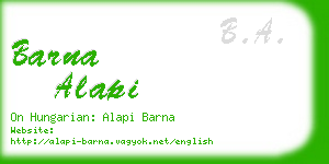 barna alapi business card